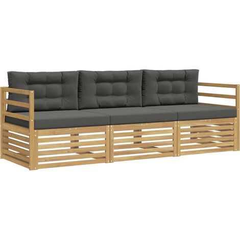 Outdoor-Sofagarnitur 3 stk. Weiß und Anthrazit Polyester vidaXL