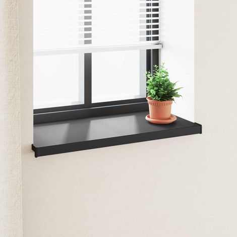 vidaXL Appui de fenêtre Noir avec grain de bois 80 x 45 x 4,5 cm PVC