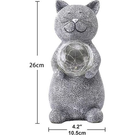 Statue de chat de jardin - 25 cm - énergie solaire - résine de haute qualité - LED (1/5)