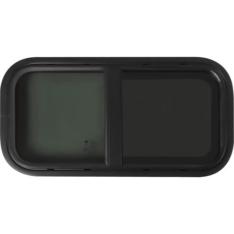 Ventana para autocaravana, marco de aluminio, vidrio templado, negro. (1/2)