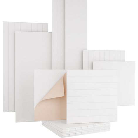 AKUSTIKO Felt Akustikpaneele selbstklebend Filz Wand- & Deckenplatten, schlichte Oberfläche & Lamellenstruktur Weiß: 1 Paneel, V-Groove 60x60cm (1/5)