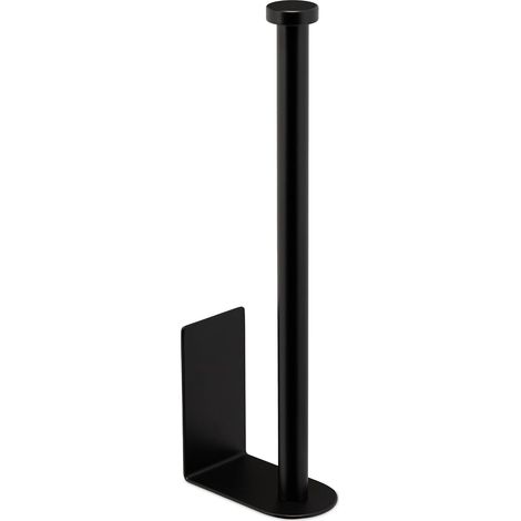 Soporte para papel higiénico, para 2 rollos, antiadherente, no requiere perforación, alto x ancho x profundidad: 26 x 4,5 x 8 cm, negro