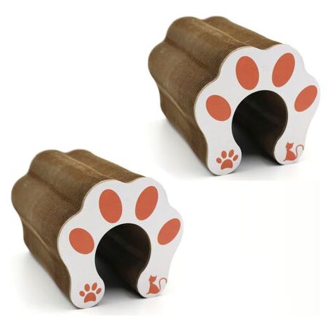 BUNTHAUS Lot de 2 Générique Jouet Interactif pour Chat en Carton Accordéon Pliant avec Boule à Clochette, Griffoir et Piste d'Aventure, Jouet en Carton Intérieur (1/5)