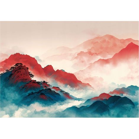 Fototapete Berge Landschaft Natur – Moderne Großformat Wandtapete 150x105 cm – Für Wohnzimmer & Schlafzimmer