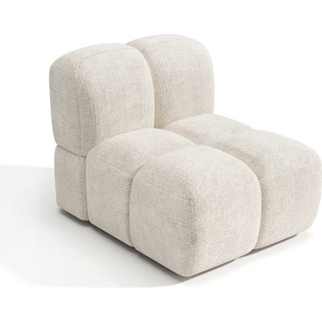 Fauteuil en velours texturé crème (1/5)