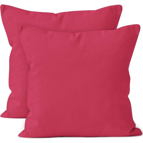 Fundas de almohada de algodón de 60×60 cm, 2 unidades, color rosa. (1/3)