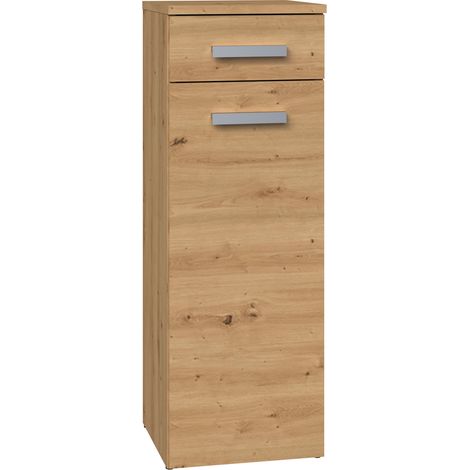 CDF Bad-Hochschrank NEL V DS Farbe: Eiche Artisan Modernes Badregal Stauraumschrank Geräumige Einlegeböden Türen Einfache Montage Stilvolle Griffe (1/5)