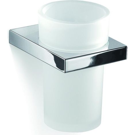 GEDY Lanzarote porta spazzolini a parete cromato con bicchiere in vetro satinato codice prod: 0000A3101300000 (1/3)