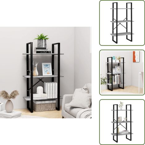 Étagère de rangement gris béton 60x30x105 cm bois d'ingénierie - Etagere De Rangement - Bibliothèque - Meuble De Rangement - Étagère Grise - Étagère Design (1/5)