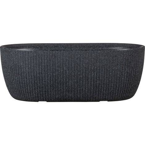 Scheurich Linetto Jardinière, bac à plantes en plastique, couleur : Stony Black, hauteur 17,1 cm, volume 9,7 l. (1/5)