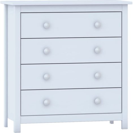 Moblit Cómoda, Pino macizo Color Blanco Translucido, medida 78.5x75x35 cm(Alto/Ancho/Fondo) (1/2)