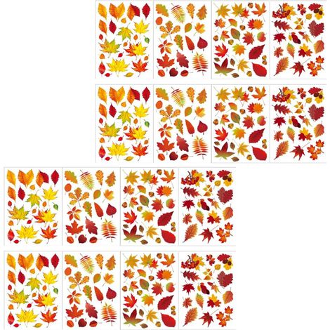 18 pegatinas para ventanas, hoja de arce electrostática, decoración de Acción de Gracias, fiesta de otoño (1/5)