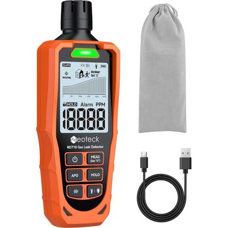 Détecteur Fuite Gaz Rechargeable – Gaz Combustible, Méthane, Propane, Gaz Naturel, 0-10000 ppm Écran LCD 2.9'' Haute Visibilité pour Détection Maison Chaudière Cuisine Camping-Car Bricolage (1/5)