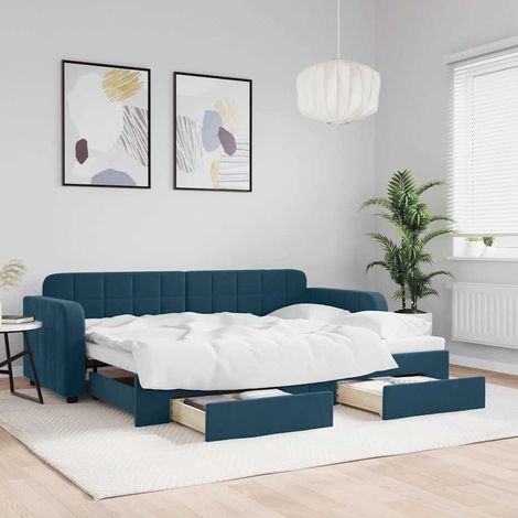 vidaXL Sofá cama nido con cajones terciopelo azul 80x200 cm (1/5)