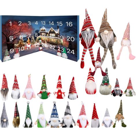 Calendrier de l'Avent des nains de Noël 2025 : calendrier de l'Avent de Noël avec calendrier de l'Avent des nains de collection de 24 heures (1/5)