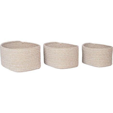 ULYSSE - Lot de 3 Paniers en Coton Beige (1/4)