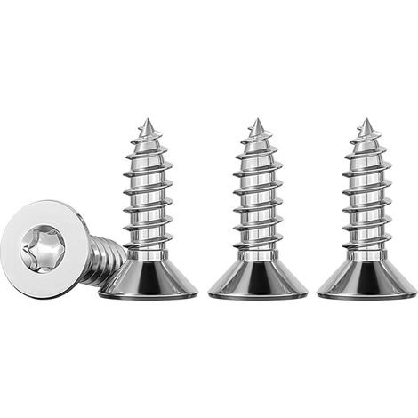 Vis Inox Terrasse M5 x 12 Torx à Tête Fraisée Placo 50 Pièces Acier Inoxydable A2 V2A Entièrement Fileté Vise Clous, Et Fixations Pour Le Travail Du Bois, TX25 (1/5)
