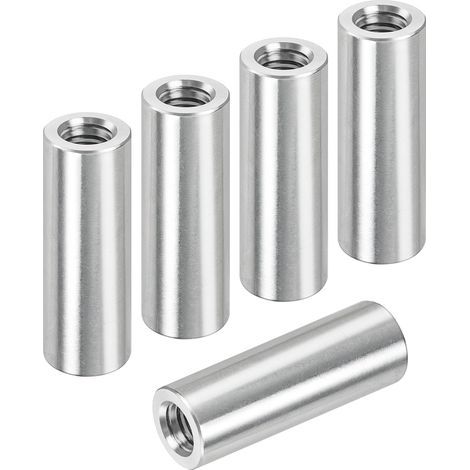 Satz mit 5 runden Gewindehülsen M10 x 50 mm aus Edelstahl 304 – Runde Verbindungsmuttern – Lange V2A-Verbindungsmuttern – V2A-Innengewinde – Distanzhülsen – Stangenmutter (1/5)