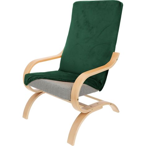 Housse de fauteuil Finka – Velours élastique vert bouteille – Protection élégante contre salissures – Confort accru pour intérieur (1/5)