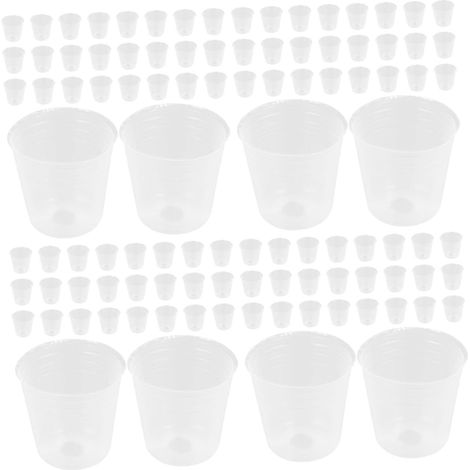 Anzuchttöpfe – 200 Stück – Transparenter PP-Kunststoff – Mit Abflusslöchern – Für Orchideen und Sukkulenten – 5 x 5 x 4,5 cm (1/5)