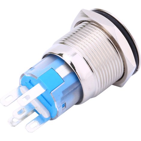 12V 19mm Metall-Druckknopfschalter, blaues LED-Angel-Eye, Auto-Wippschalter, beleuchtet, Bedienfeld. (1/5)