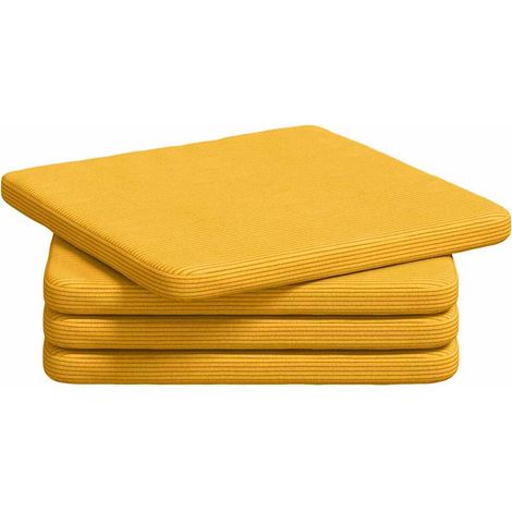Sitzkissen 4 pcs Helles Gelb 40 x 40 x 3 cm Cordstoff vidaXL