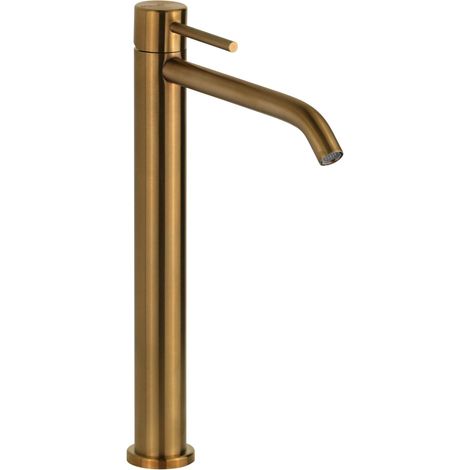 Miscelatore lavabo alto monoforo in acciaio PVD oro spazzolato senza piletta di scarico Pollini Marla 24133IOS  PVD Oro Spazzolato