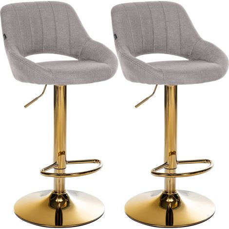 Lot de 2 tabourets de bar Milet en tissu Gris