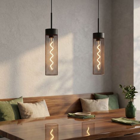 2x Pendelleuchte Hängelampe Esszimmerlampe schwarz Metallgeflecht H 120 cm (1/5)