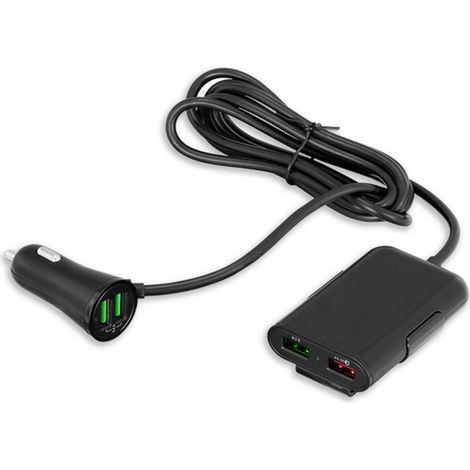 Chargeur de voiture QC3.0 à charge rapide avec 4 ports USB et indicateur lumineux, adaptateur allume-cigare pour voitures, SUV et camions 12 V-24 V (1/5)