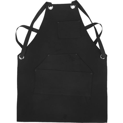 Tablier de Jardin en Toile avec Poches Multiples pour Outils de Travail Extérieur Noir (1/5)