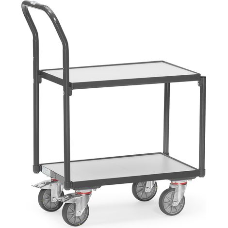 Fetra ESD-Eurokasten-Roller mit 2 Etagen, mit Rand 7 mm und Rohrschiebebügel (1/2)