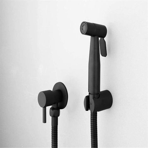 Cabezal de ducha, Cabezal de ducha con bidé, Rociador higiénico, Rociador para inodoro, Bidé de pared, Económico, Robusto, 1,5 m, Negro (1/5)