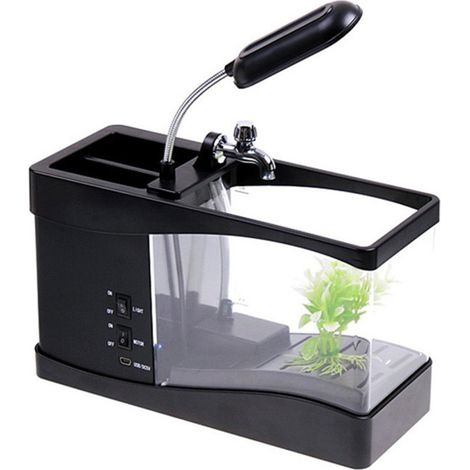 Mini aquarium noir avec port USB - Aquarium créatif (1/5)