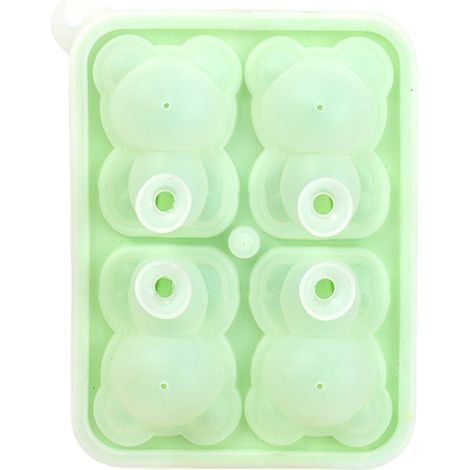 Moule à glaçons en forme de petit ours, 4 compartiments, en silicone, vert, idéal pour la confection de glaces, gâteaux et bougies.