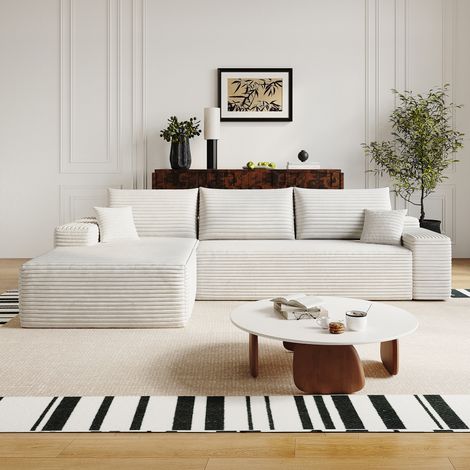 Sofá esquinero modular sin estructura de 270 cm con chaise longue en forma de L, sofá modular moderno con asiento profundo, no requiere montaje, sofás de compresión para sala de estar, dormitorio, apa (1/5)