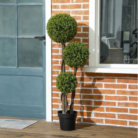 Bosso artificiale 115 cm in vaso, pianta decorativa verde per interno ed esterno DESVIAE (1/5)