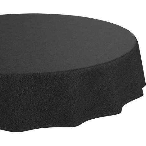 Nappe enduite Anthracite Aspect Lin avec Ourlet Ronde Ø 120 cm (1/5)