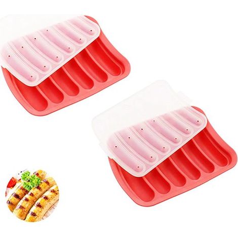 2 teilige Silikonform für Wurst DIY Schinkenform Wurstkonservierungsbehälter DIY Form mit Deckel Küchenbackwerkzeug 6 in 1 Design Leicht zu reini (1/5)