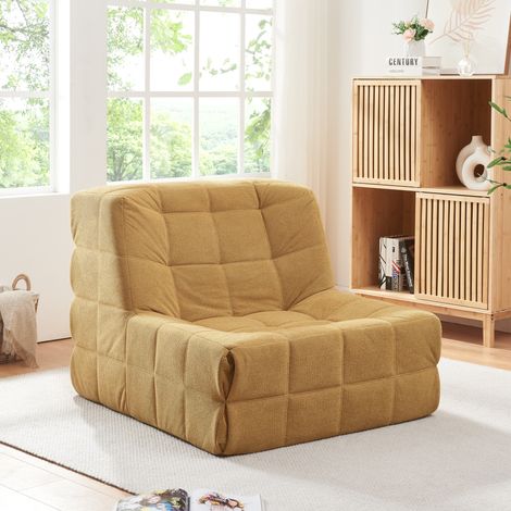 Sillón de suelo Koskyvn Textil 75x90x100cm - Amarillo [en.casa]