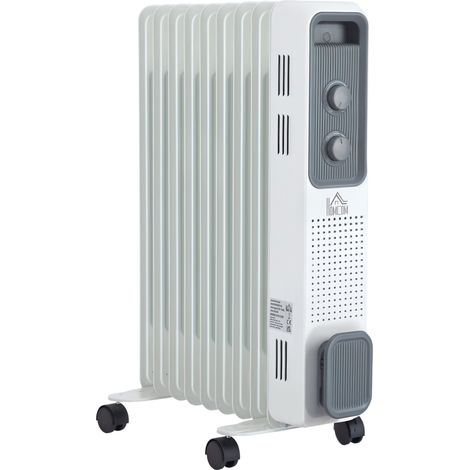 HOMCOM Oil Filled Radiator Portable Heater W/ 9 Fin, 3 Heat Settings White (1/5)