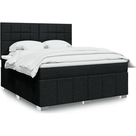 Boxspringbett mit Matratze Schwarz 180x200 cm Stoff