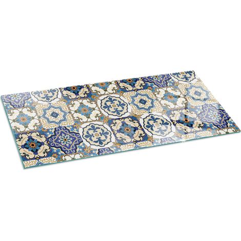 Kaminofen Glasplatte Kaminplatte Kaminglas Ofenglas gehärtetem Hitzeschutz für Kamin Bodenplatte Funkenschutzplatte Mosaikmuster mit Blumen 125x50 cm
