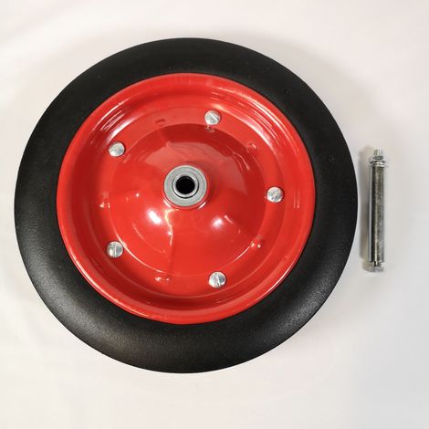 Replacement 13" x 3" Puncture Proof / Solid Wheelbarrow Wheel With Axle (1/5)