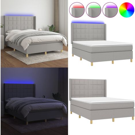 Boxspringbett mit Matratze & LED Hellgrau 140x190 cm Stoff - Boxspringbett - Doppelbett - Schlafsofa - Lattenrost - Bettauflage - Home & Living (1/5)