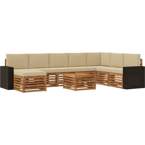 Outdoor Sofa Set with Cushion 9 pcs Natural and Beige vidaXL (1/5)