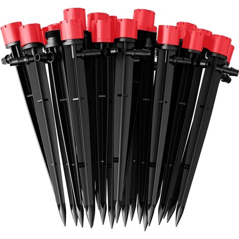 60 Goutteur d'irrigation, 8 trous, débit réglable, plastique PE, angle 360 degrés, pour tuyau 4mm/7mm, jardin potager