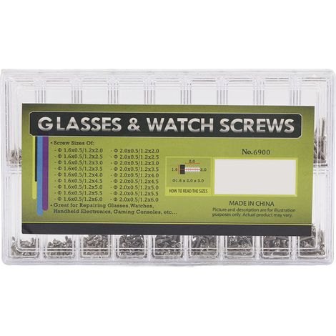 Lot de 1800 vis miniatures en acier inoxydable pour lunettes, montres et réparations optiques (1/5)