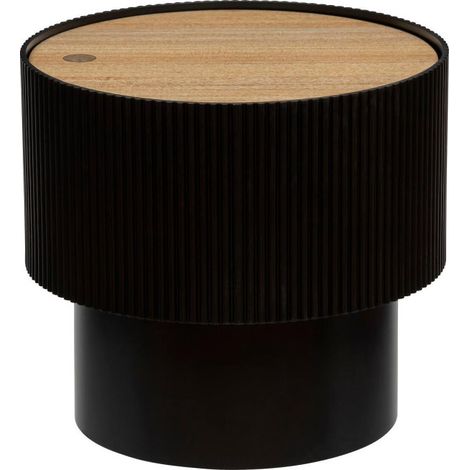 Atmosphera – Table d'appoint ronde avec coffre intégré – MDF noir – Dimensions D. 38,5 x H. 35 cm – Idéale pour espaces contemporains (1/4)