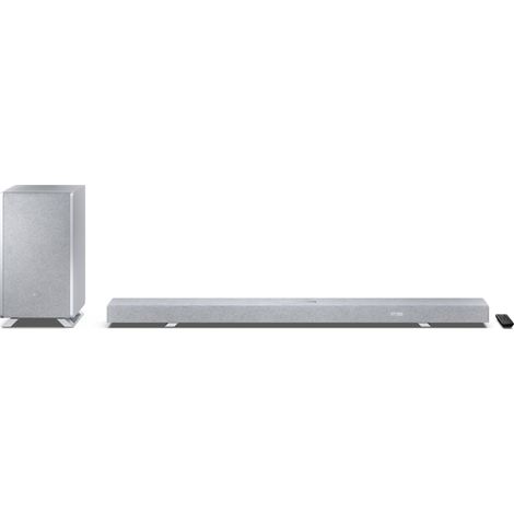 SHARP HT-SBW55121SL Barre de son 5.1.2 Dolby Atmos/DTS:X avec caisson de basses sans fil pour un son surround 3D, puissance maximale of 650W. Compatible avec les enceintes arrière HT-SPR52021(SL)